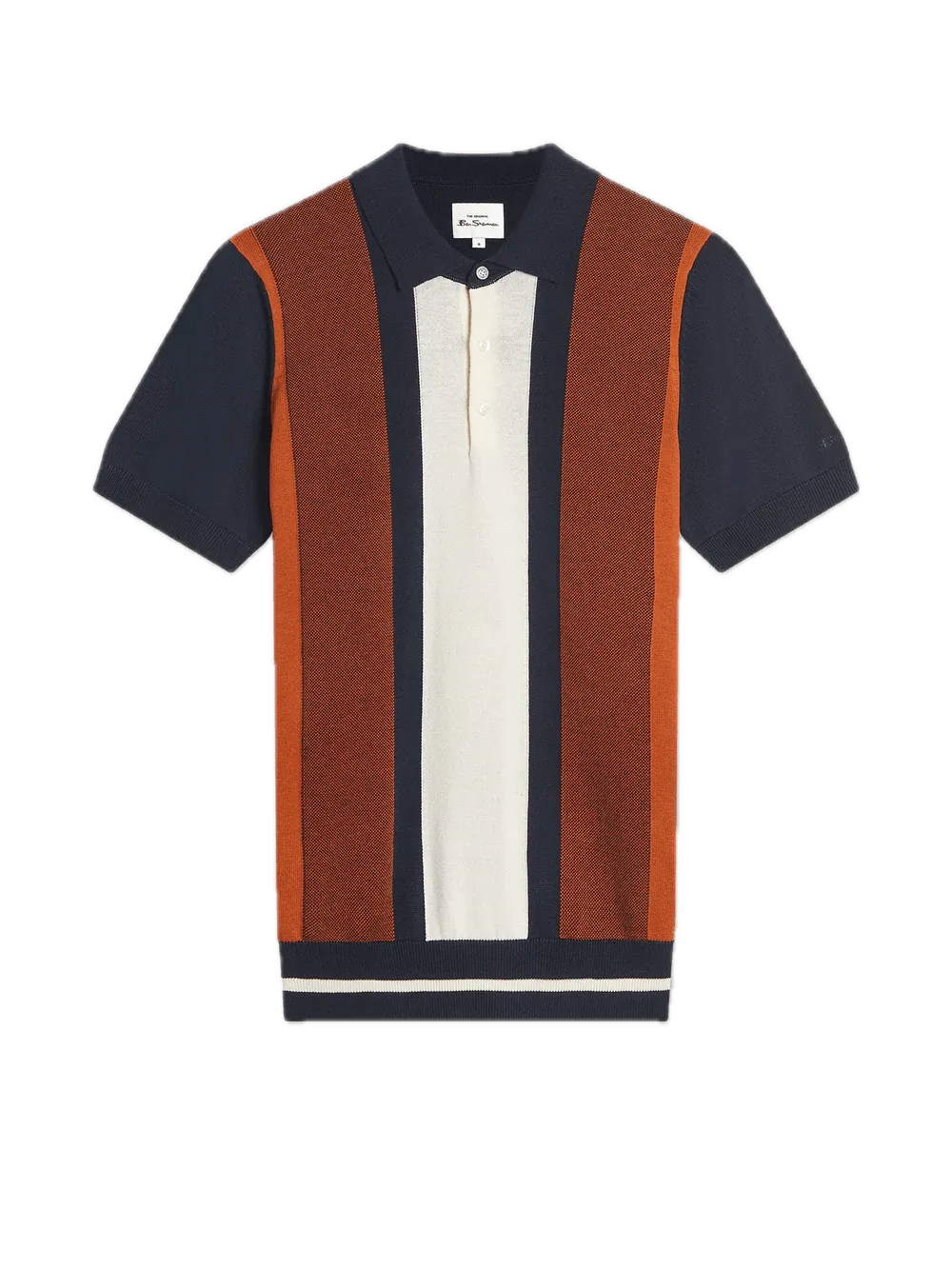 Polo Ben Sherman de Punto a Rayas Verticales Dark Navy - ECRU