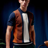 Polo Ben Sherman de Punto a Rayas Verticales Dark Navy - ECRU