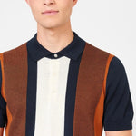 Polo Ben Sherman de Punto a Rayas Verticales Dark Navy - ECRU