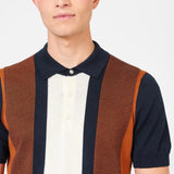 Polo Ben Sherman de Punto a Rayas Verticales Dark Navy - ECRU
