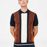 Polo Ben Sherman de Punto a Rayas Verticales Dark Navy - ECRU