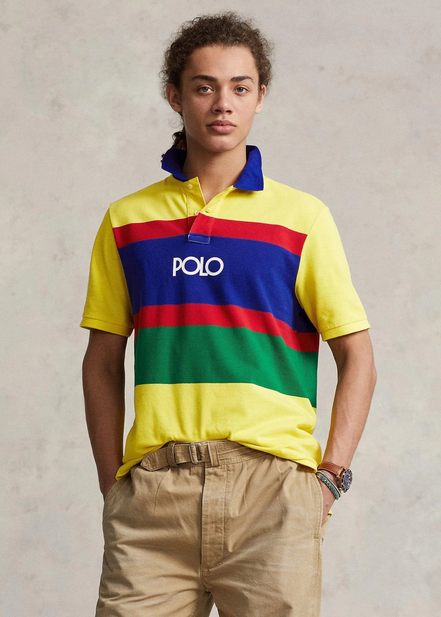 Polo Classic Fit de Ralph Lauren de piqué con rayas - ECRU