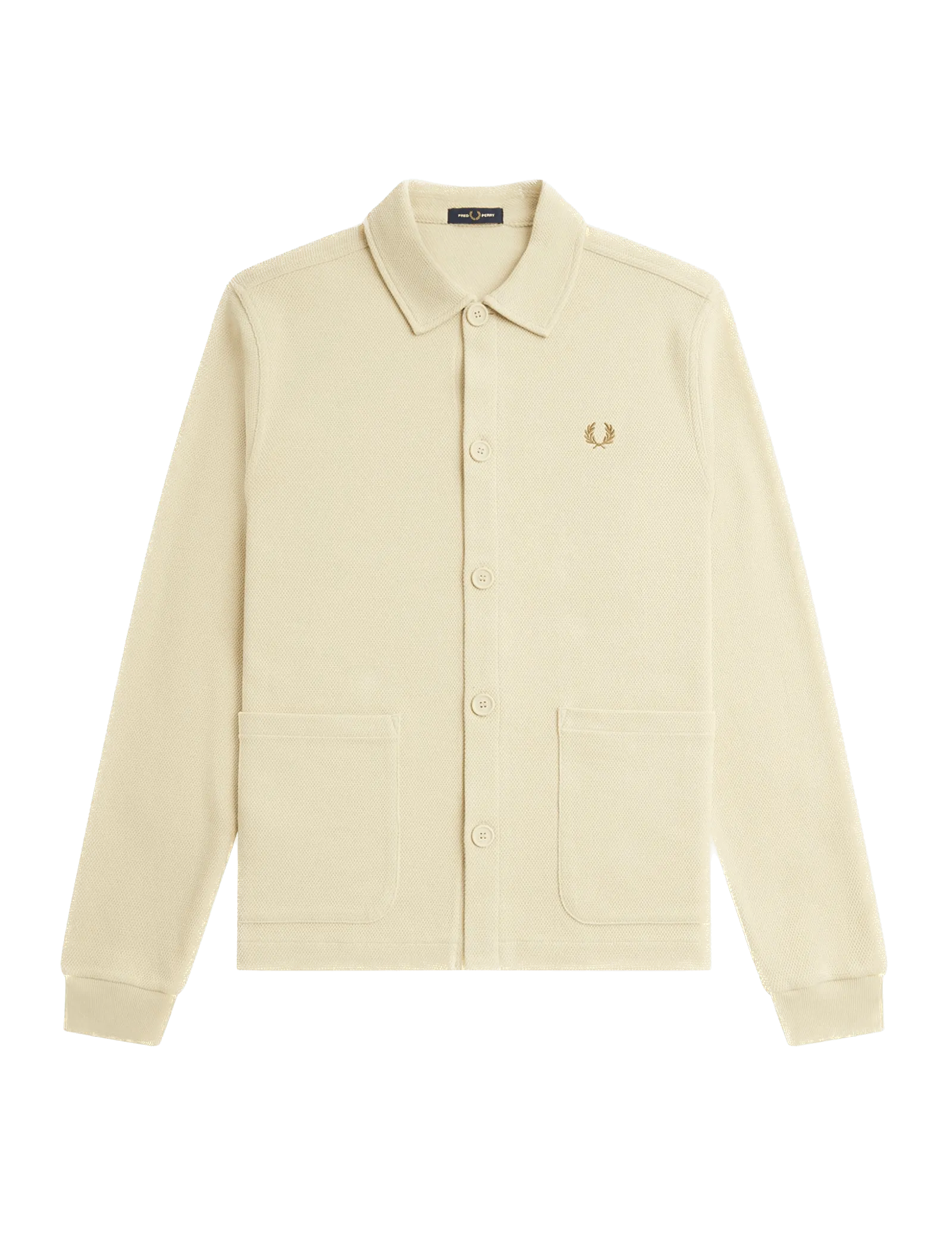 Polo Fred Perry de punto y manga larga con botones - ECRU