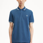 Polo Fred Perry M3600 Azul Medianoche Crudo Hielo Claro - ECRU