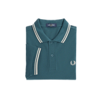 Polo Fred Perry M3600 Azul Petróleo Ostra Claro - ECRU