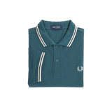 Polo Fred Perry M3600 Azul Petróleo Ostra Claro - ECRU