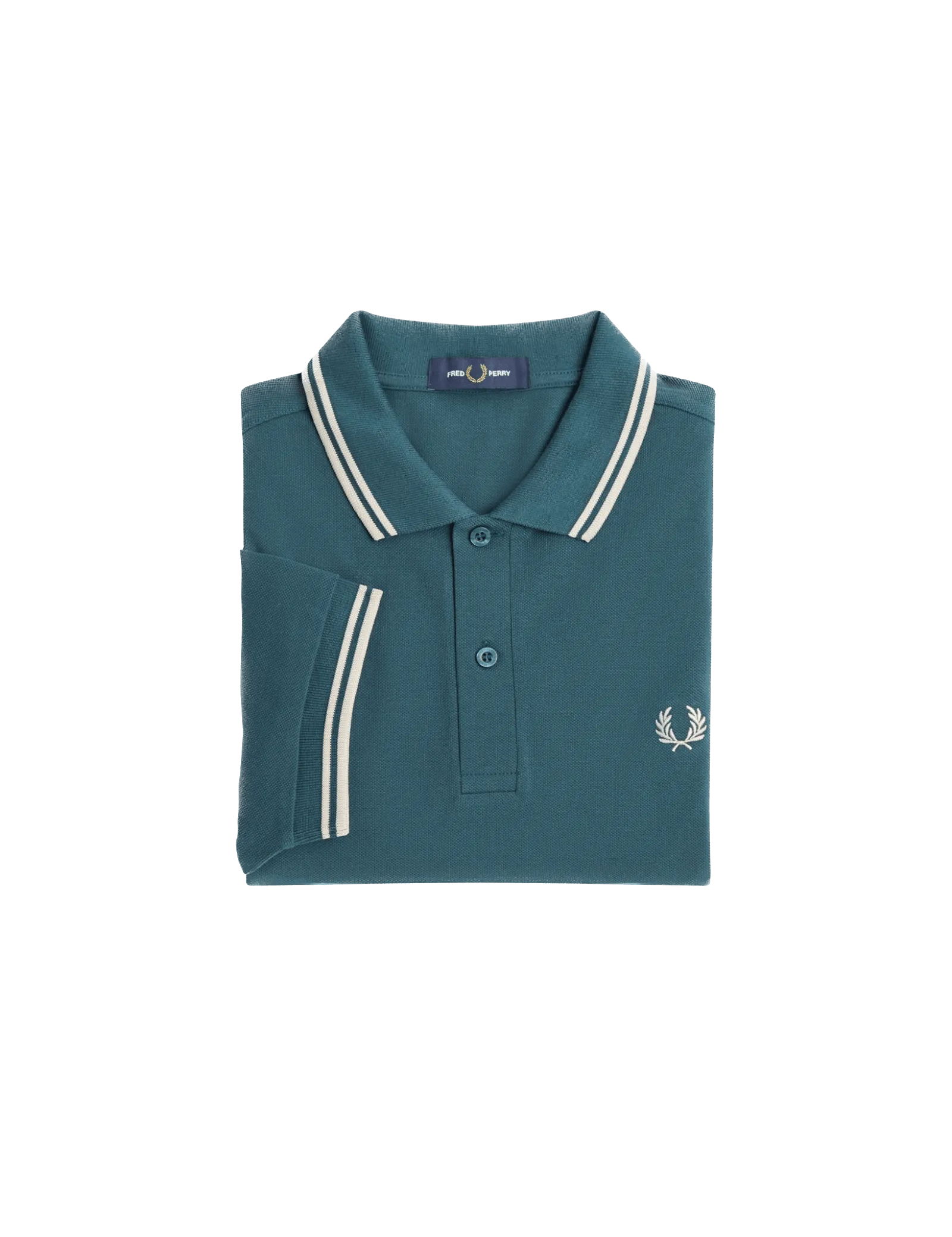 Polo Fred Perry M3600 Azul Petróleo Ostra Claro - ECRU