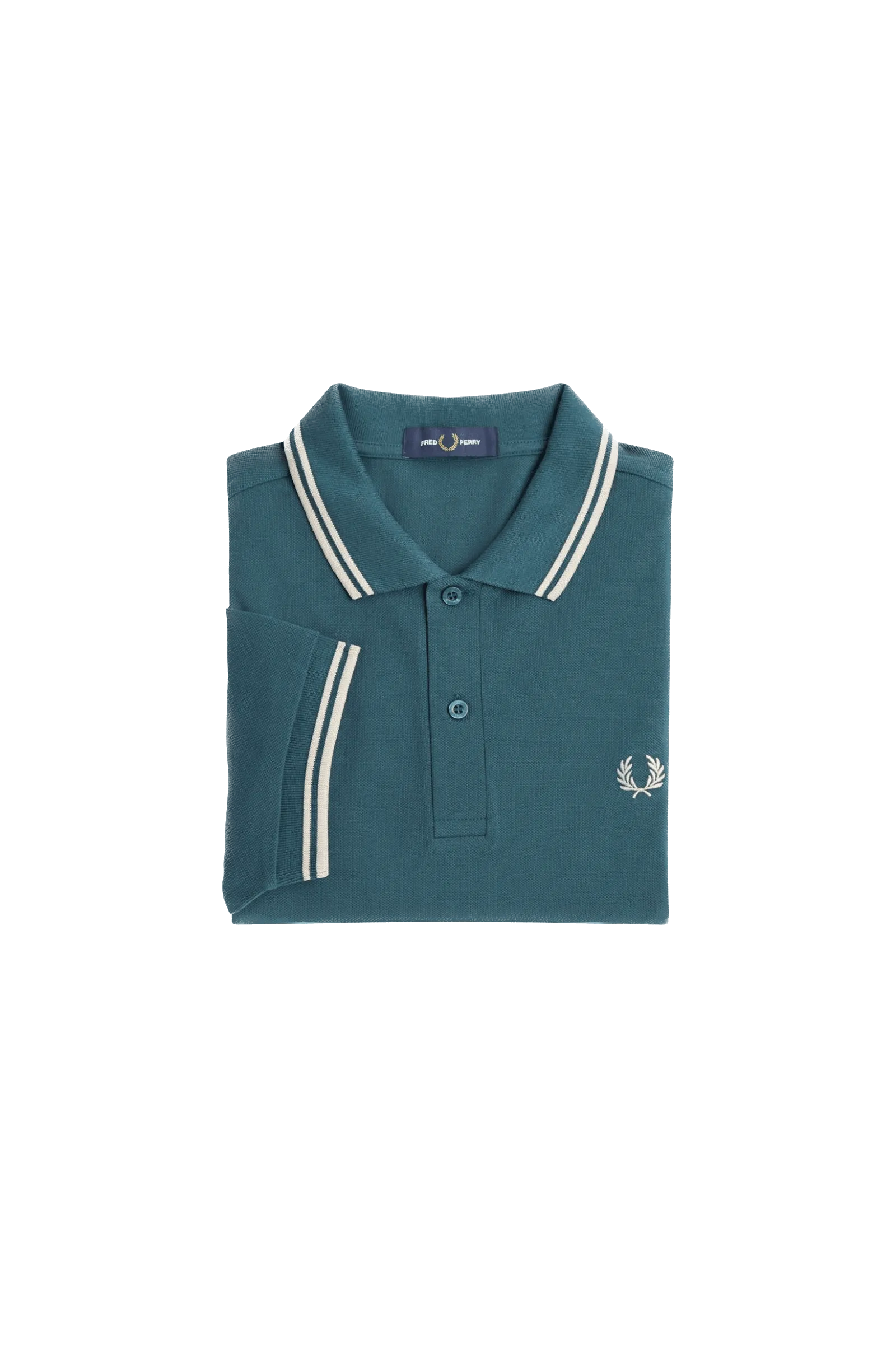 Polo Fred Perry M3600 Azul Petróleo Ostra Claro - ECRU