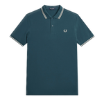 Polo Fred Perry M3600 Azul Petróleo Ostra Claro - ECRU