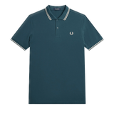 Polo Fred Perry M3600 Azul Petróleo Ostra Claro - ECRU