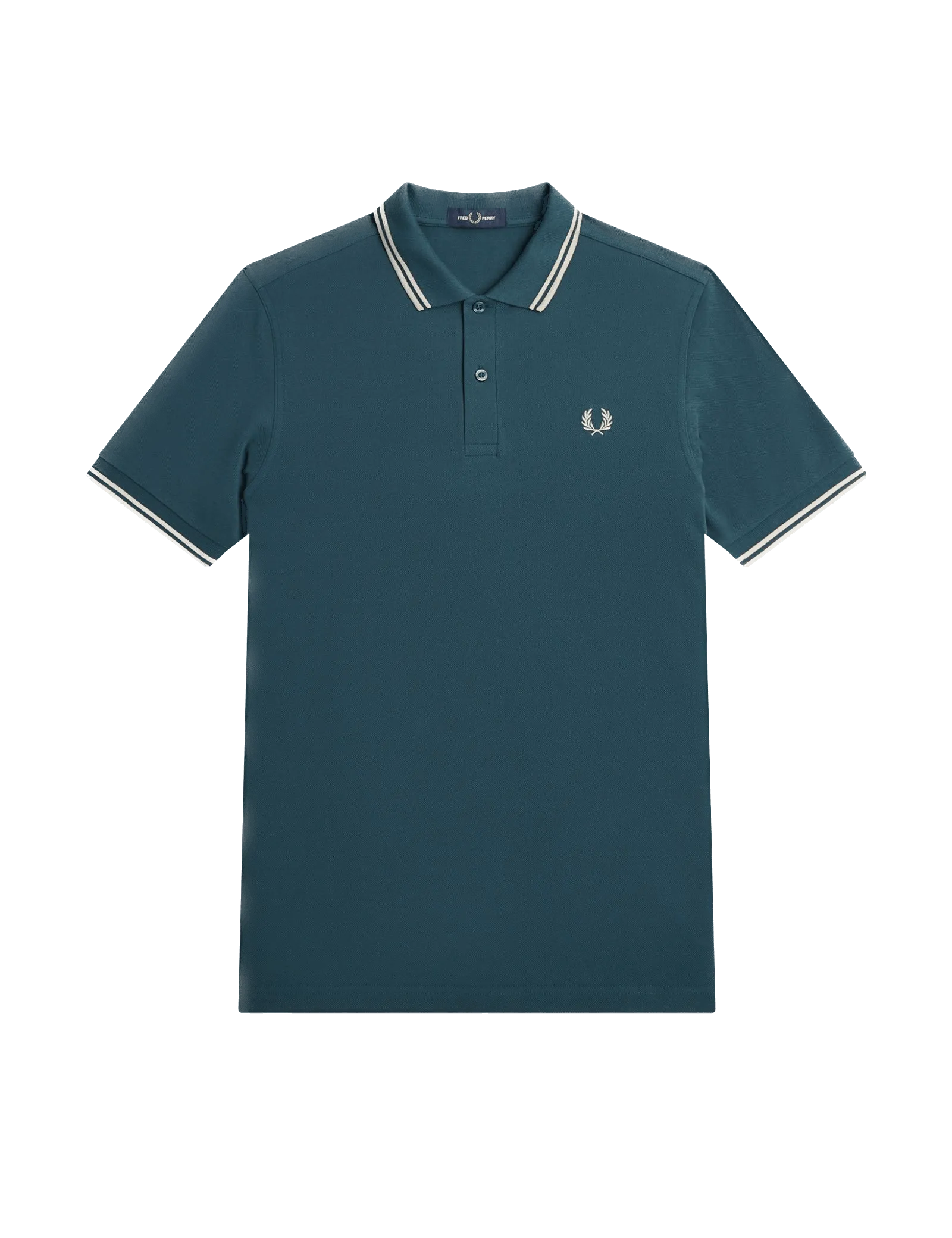 Polo Fred Perry M3600 Azul Petróleo Ostra Claro - ECRU