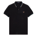 Polo Fred Perry M3600 Negro Azul cibernético Óxido claro - ECRU
