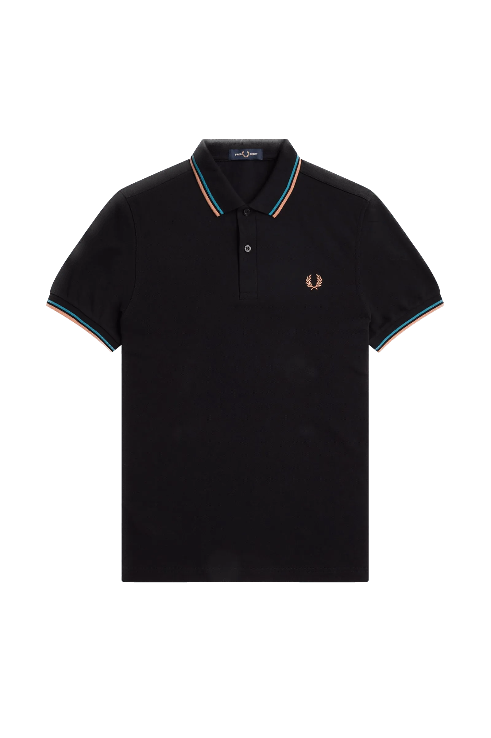 Polo Fred Perry M3600 Negro Azul cibernético Óxido claro - ECRU