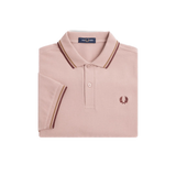 Polo Fred Perry M3600 Rosa empolvado Piedra sombreado Rojo oscuro - ECRU