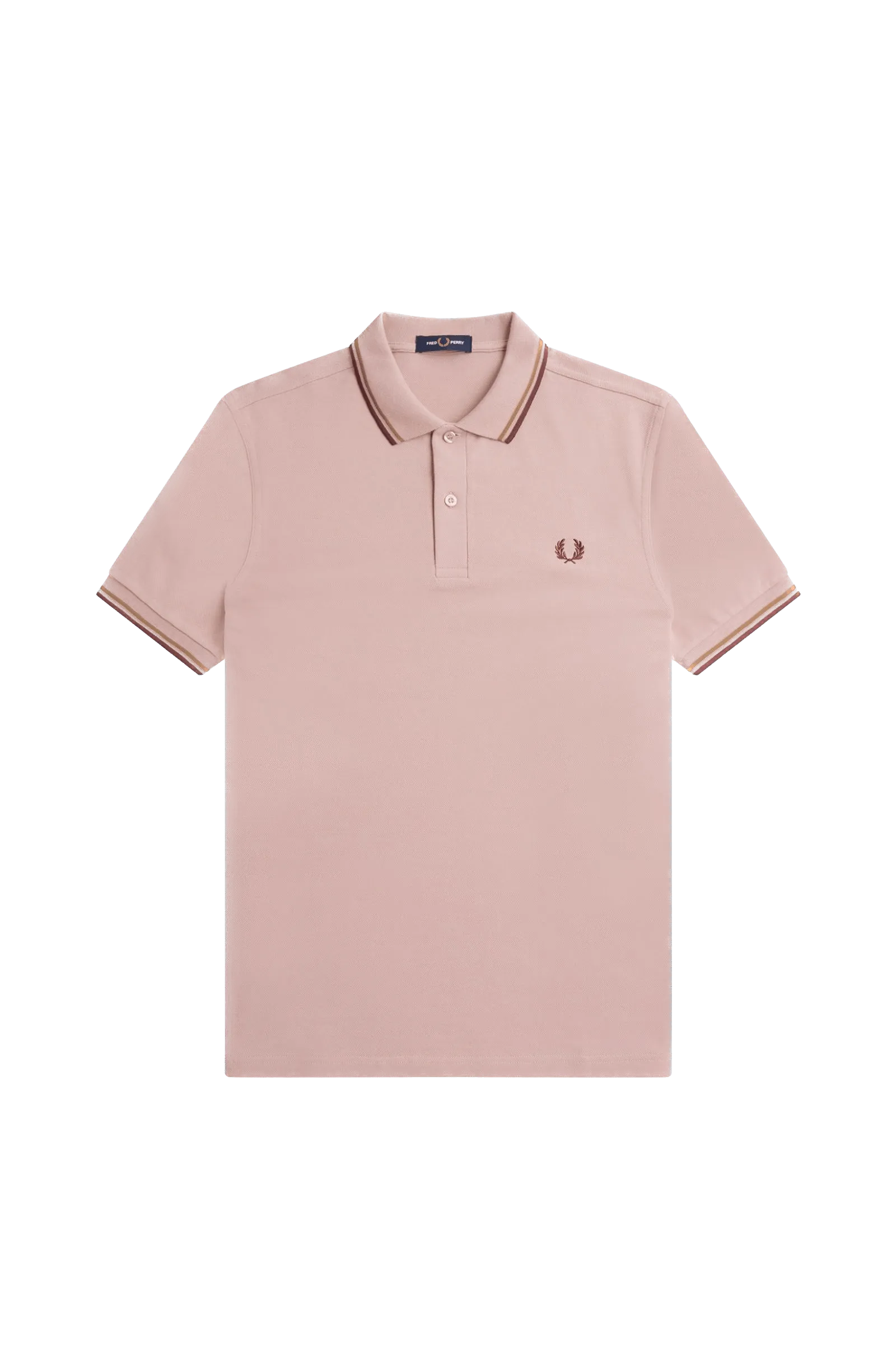 Polo Fred Perry M3600 Rosa empolvado Piedra sombreado Rojo oscuro - ECRU