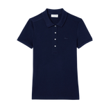 Polo Lacoste de Mujer en Piqué de Algodón Stretch Azul - ECRU