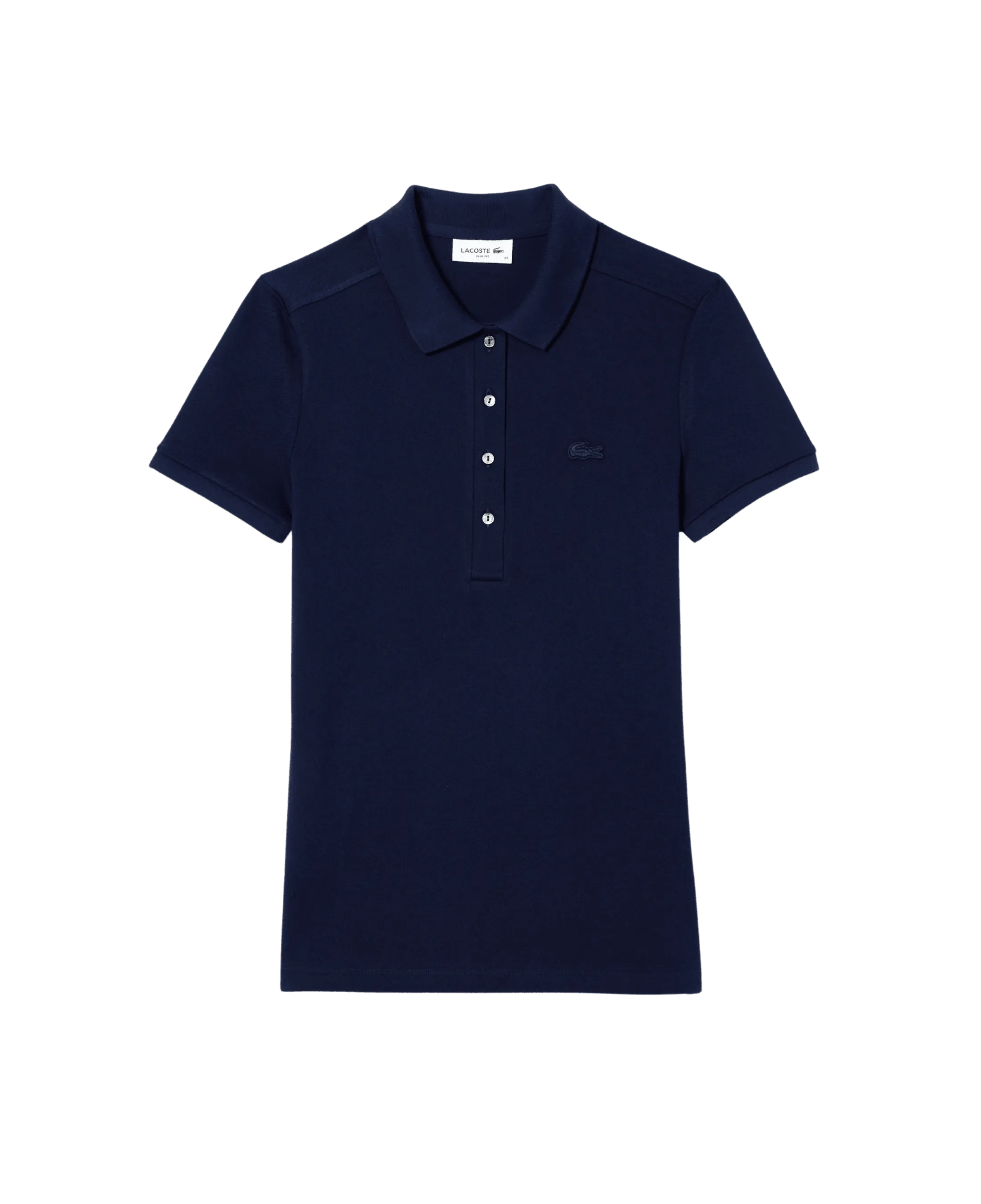 Polo Lacoste de Mujer en Piqué de Algodón Stretch Azul - ECRU