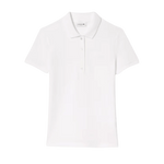 Polo Lacoste de Mujer en Piqué de Algodón Stretch Blanco - ECRU