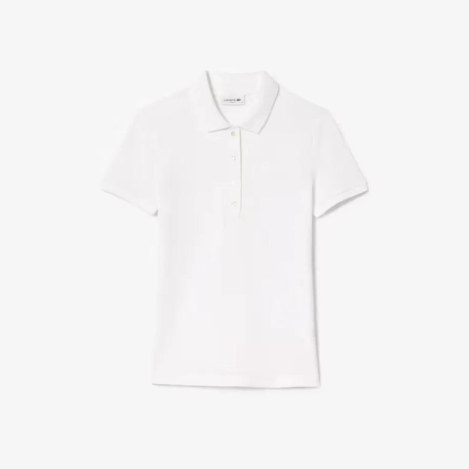 Polo Lacoste de Mujer en Piqué de Algodón Stretch Blanco - ECRU