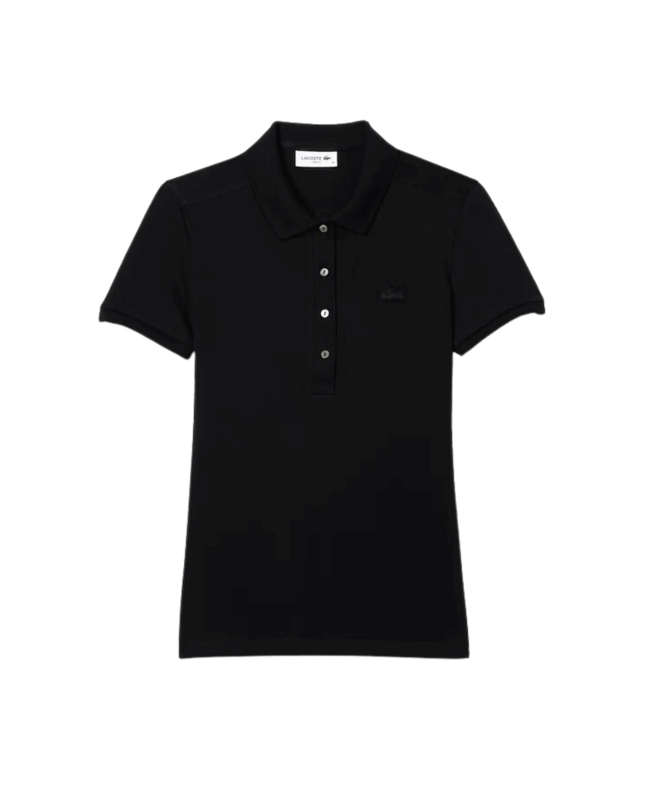 Polo Lacoste de Mujer en Piqué de Algodón Stretch Negro - ECRU