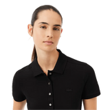 Polo Lacoste de Mujer en Piqué de Algodón Stretch Negro - ECRU