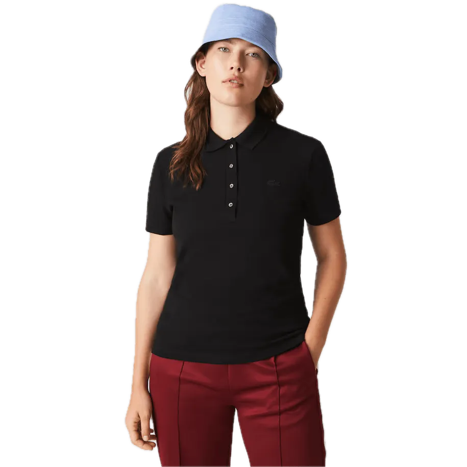 Polo Lacoste de Mujer en Piqué de Algodón Stretch Negro - ECRU
