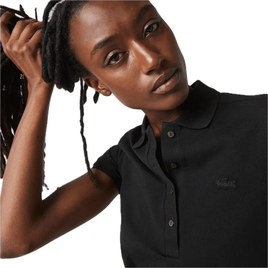 Polo Lacoste de Mujer en Piqué de Algodón Stretch Negro - ECRU