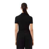 Polo Lacoste de Mujer en Piqué de Algodón Stretch Negro - ECRU