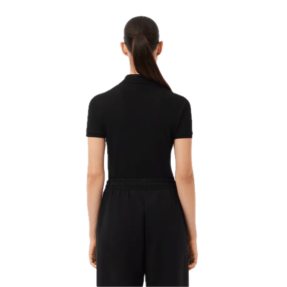 Polo Lacoste de Mujer en Piqué de Algodón Stretch Negro - ECRU
