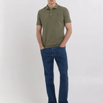 Polo Replay con Estampado y Botones en Contraste Verde - ECRU