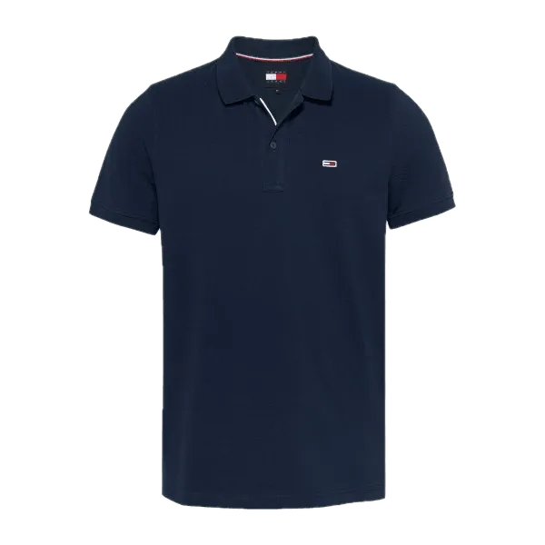 Polo Tommy Jeans Slim Placket Azul - ECRU