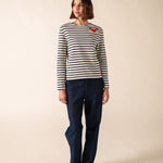 Camiseta SAINT JAMES Portune Ecru Marine - vista frontal