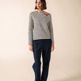 Camiseta SAINT JAMES Portune Ecru Marine - vista frontal