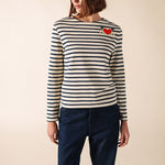 Camiseta SAINT JAMES Portune Ecru Marine - vista trasera