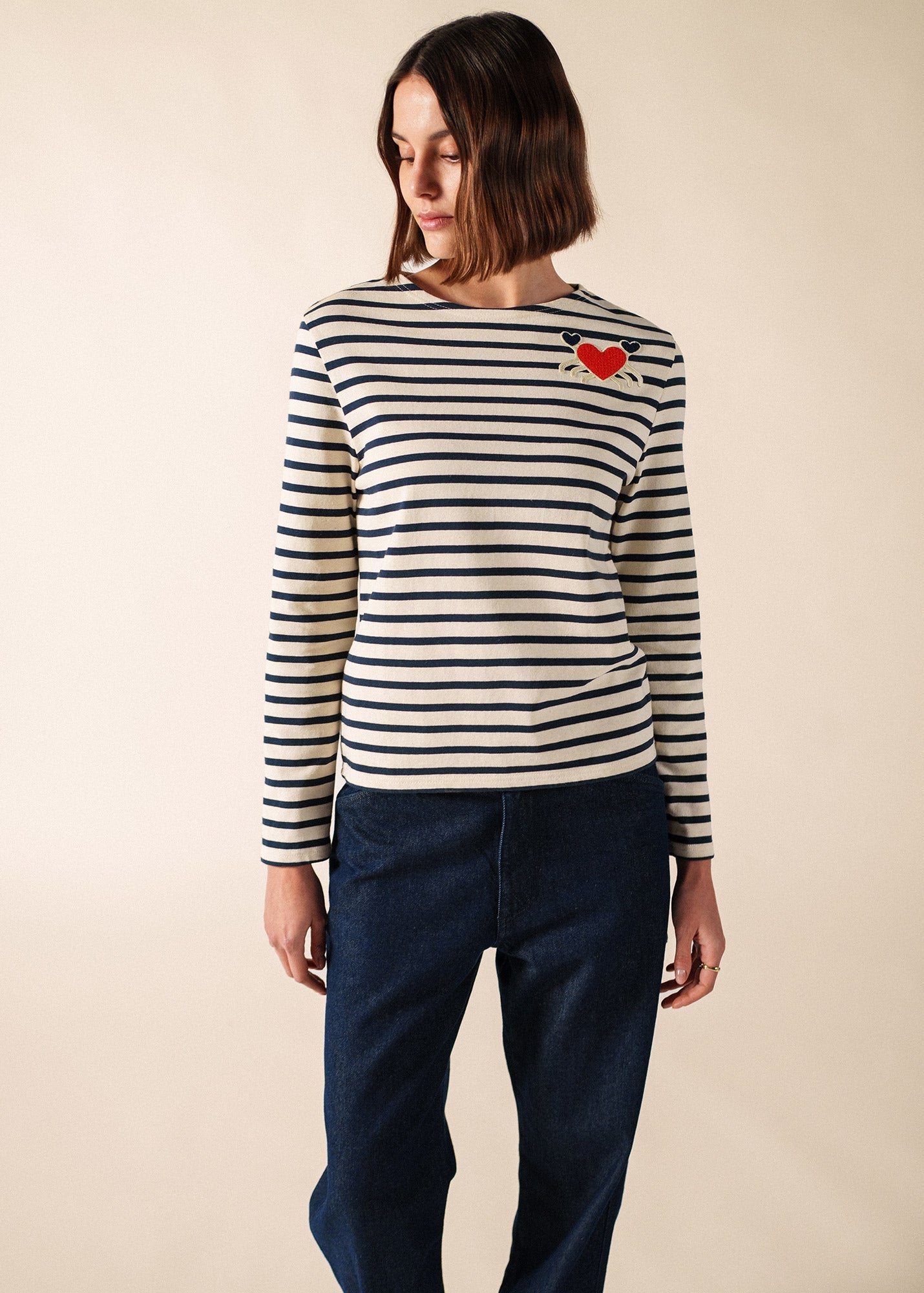 Camiseta SAINT JAMES Portune Ecru Marine - vista trasera