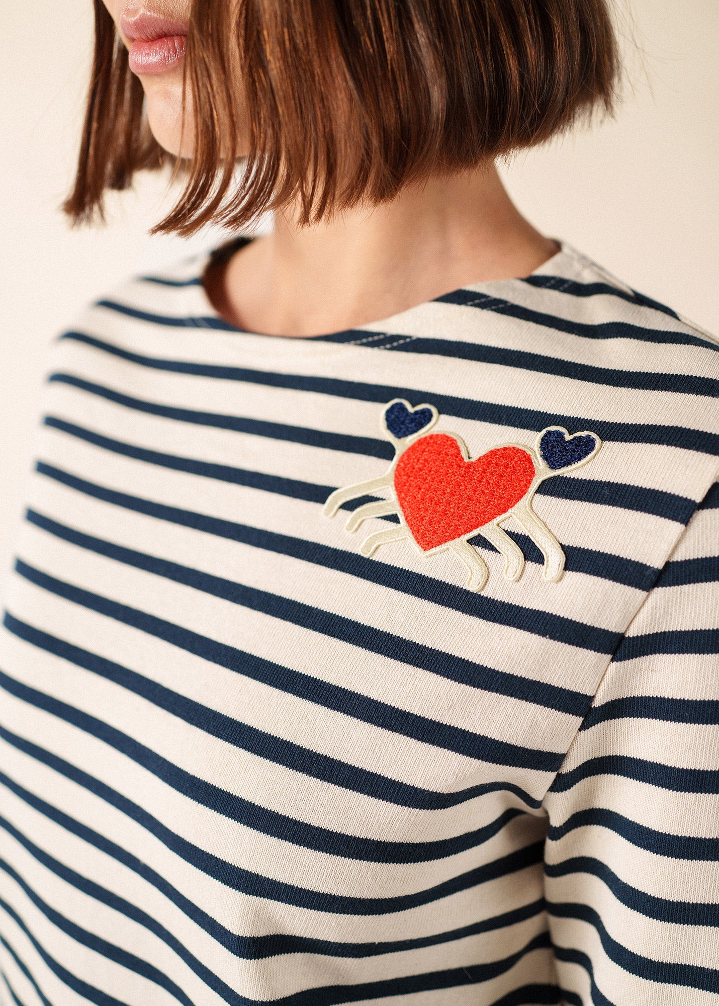 Camiseta SAINT JAMES Portune Ecru Marine - look