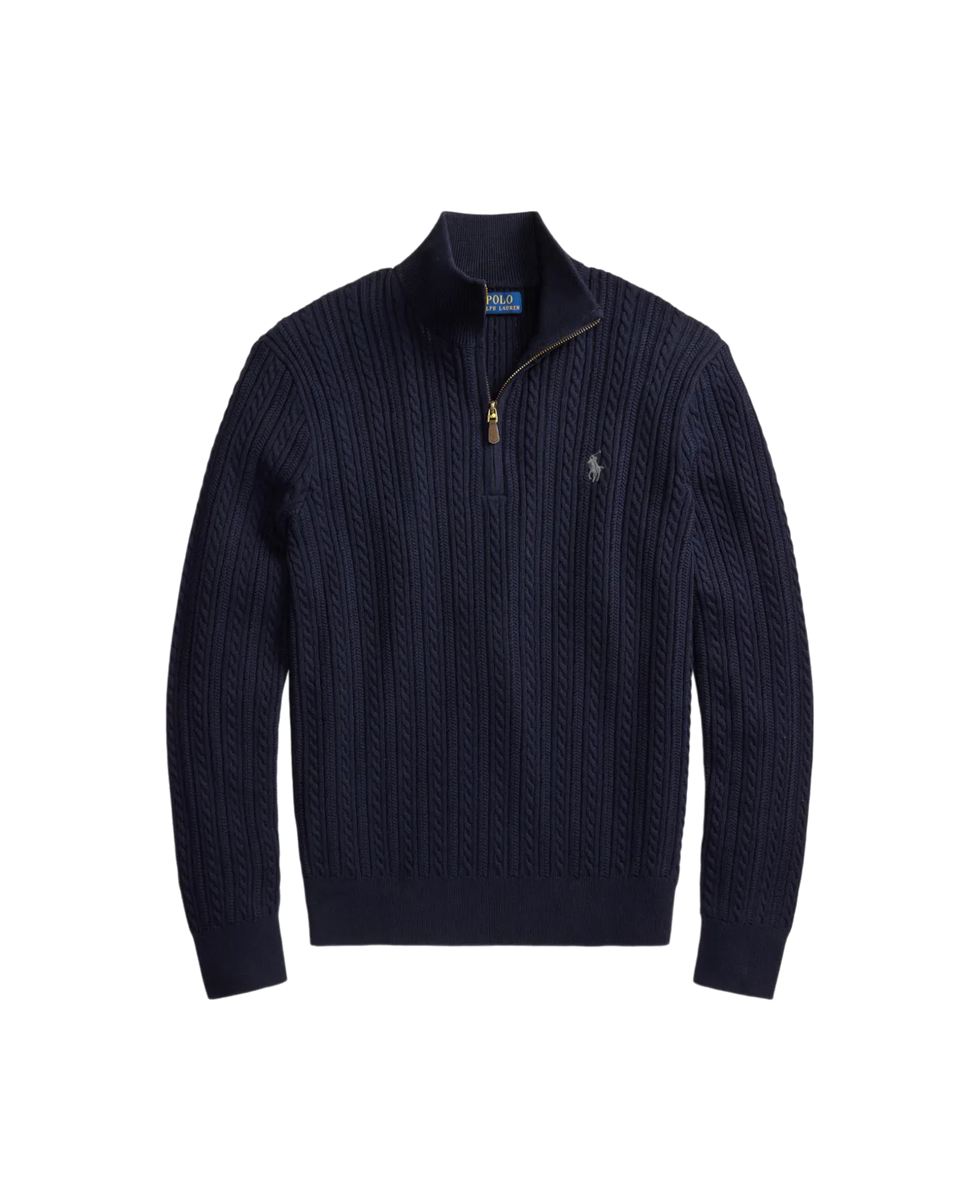 Jersey RALPH LAUREN Cable Knit Quarter Zip Blue