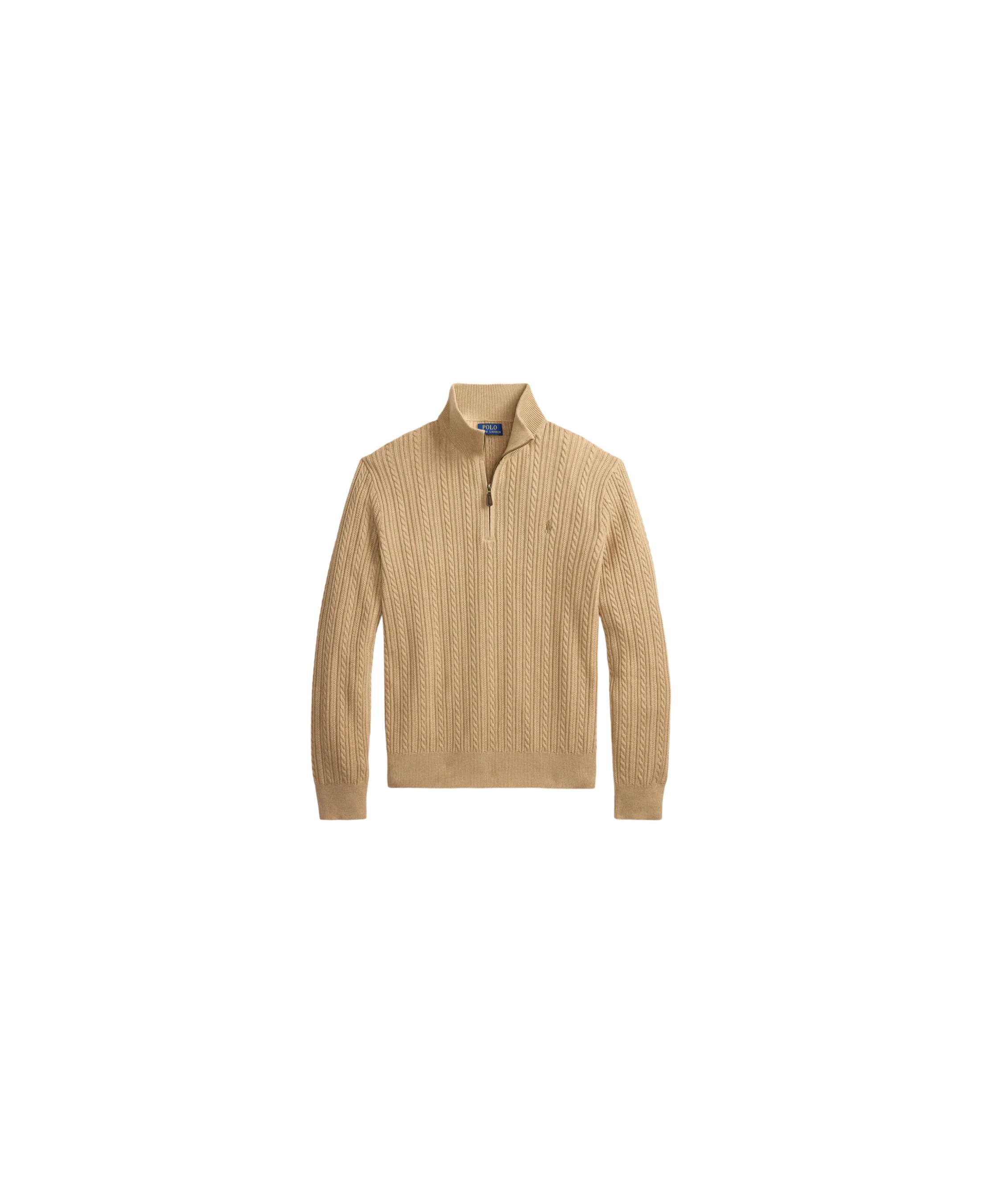 Jersey RALPH LAUREN Cable Knit Quarter Zip Brown flat transparente