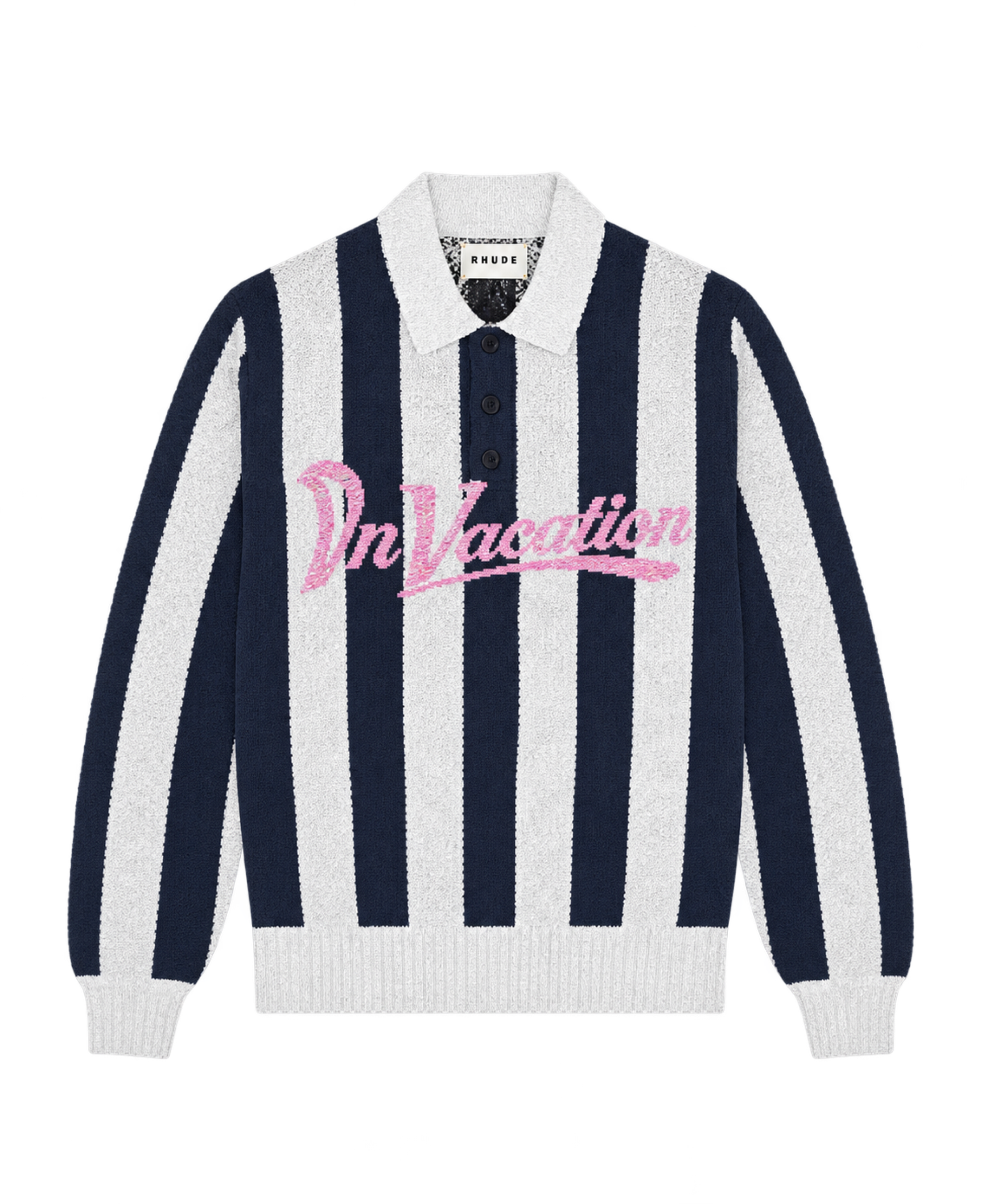 Polo On Vacation Retreat Striped Knit Dark Blue flat transparente