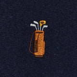 Camiseta REVOLUTION Application Golf Azul Marino Jaspeado, detalle bordado