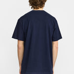 Camiseta REVOLUTION Application Golf Azul Marino Jaspeado, modelo espalda