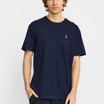 Camiseta REVOLUTION Application Golf Azul Marino Jaspeado, modelo frontal