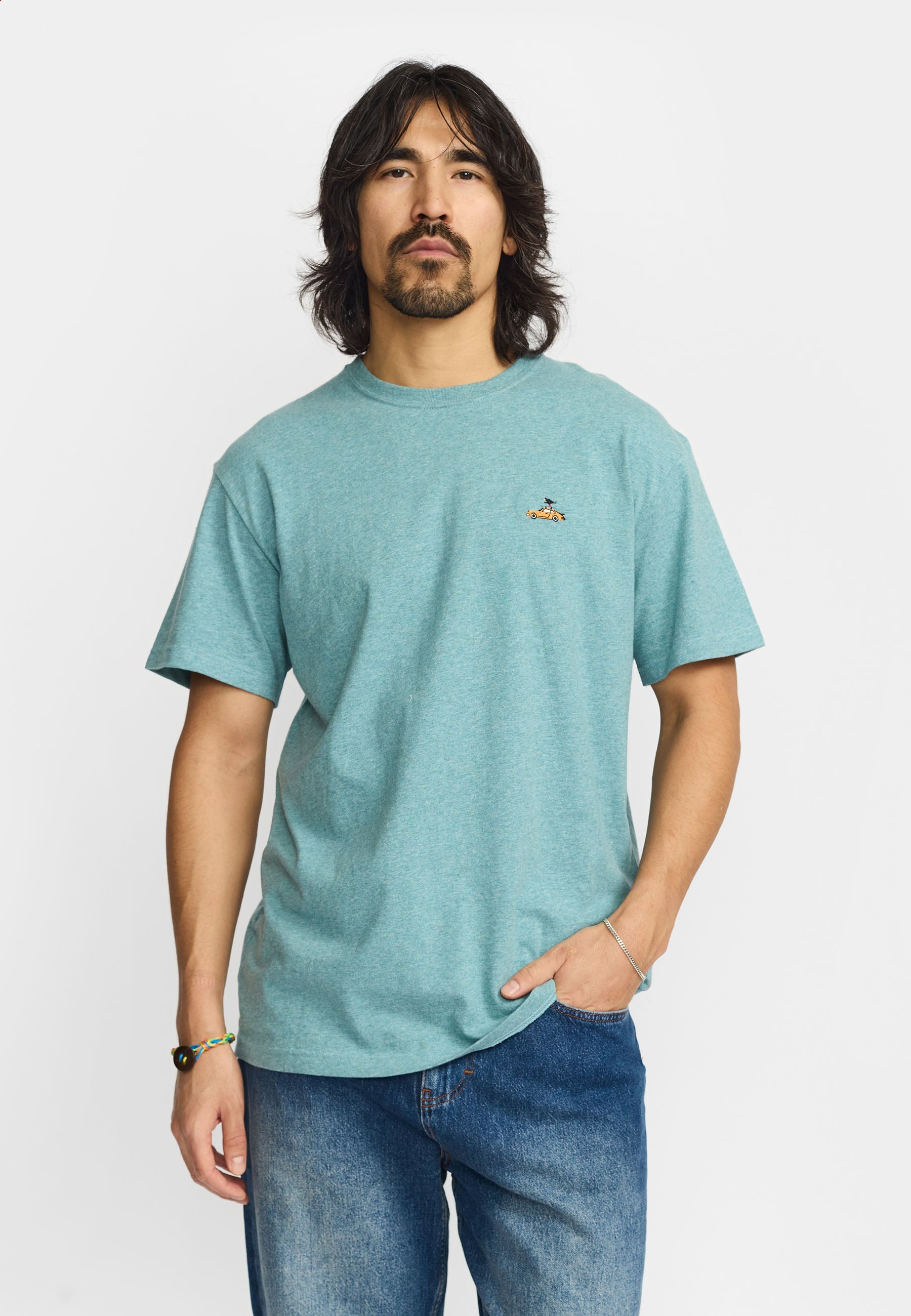 Camiseta REVOLUTION Application SKI Turquesa Jaspeado, modelo frontal