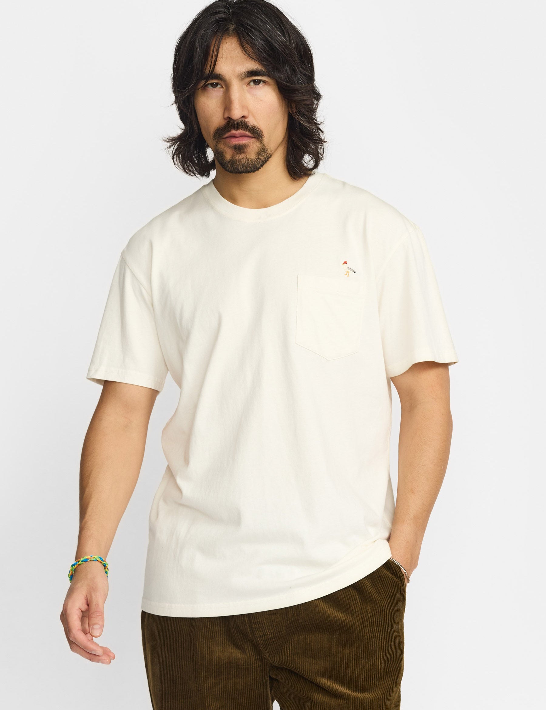 Camiseta REVOLUTION Application Seagull Blanco Roto, modelo frontal