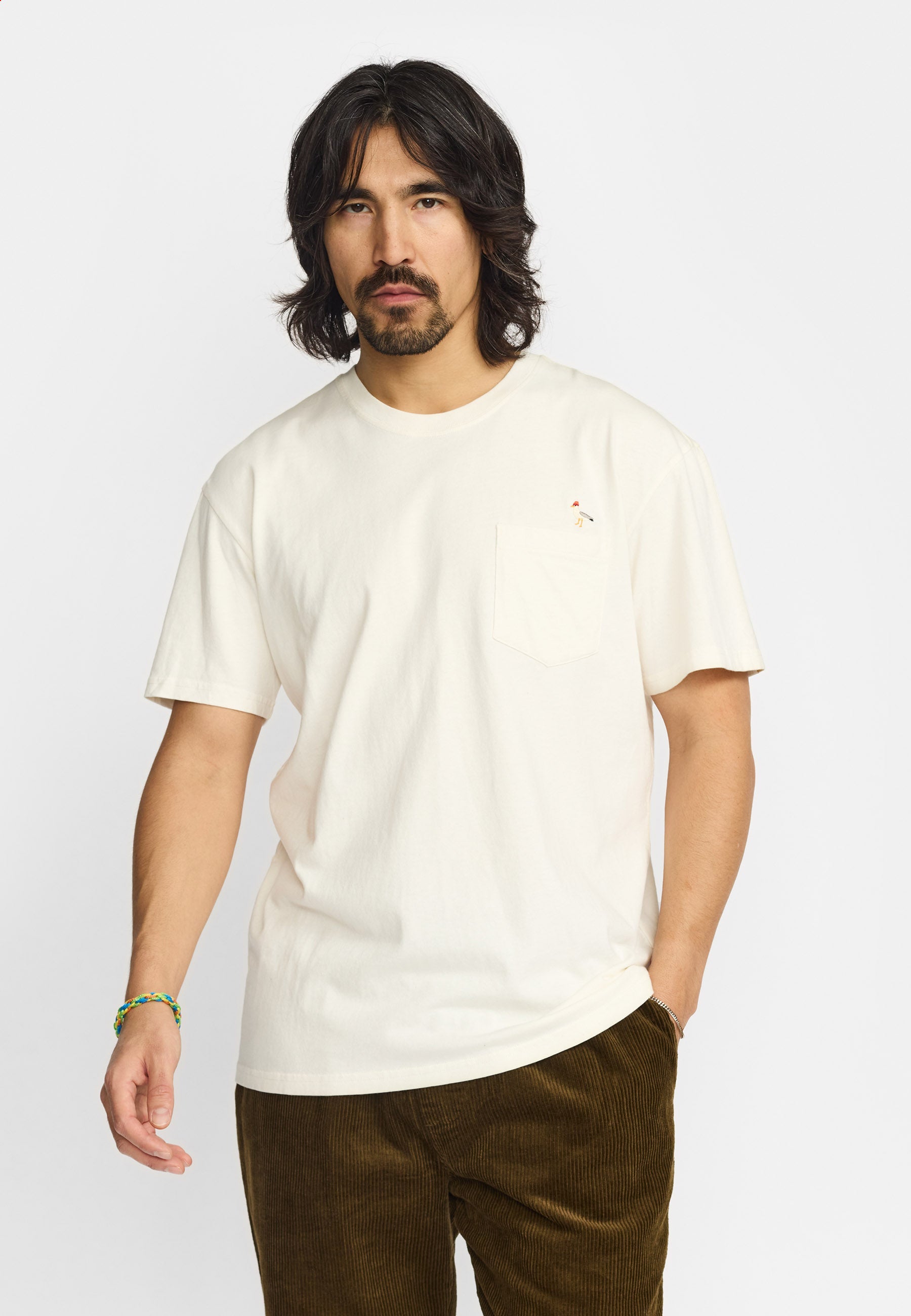 Camiseta REVOLUTION Application Seagull Blanco Roto, modelo frontal