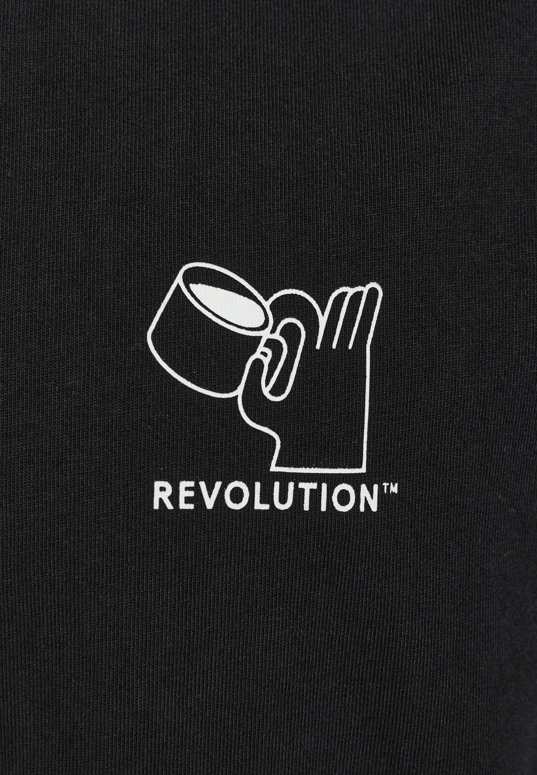 Camiseta REVOLUTION Espresso Negro, detalle estampado