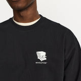 Sudadera REVOLUTION Coffee & Croissant Negro, modelo pecho