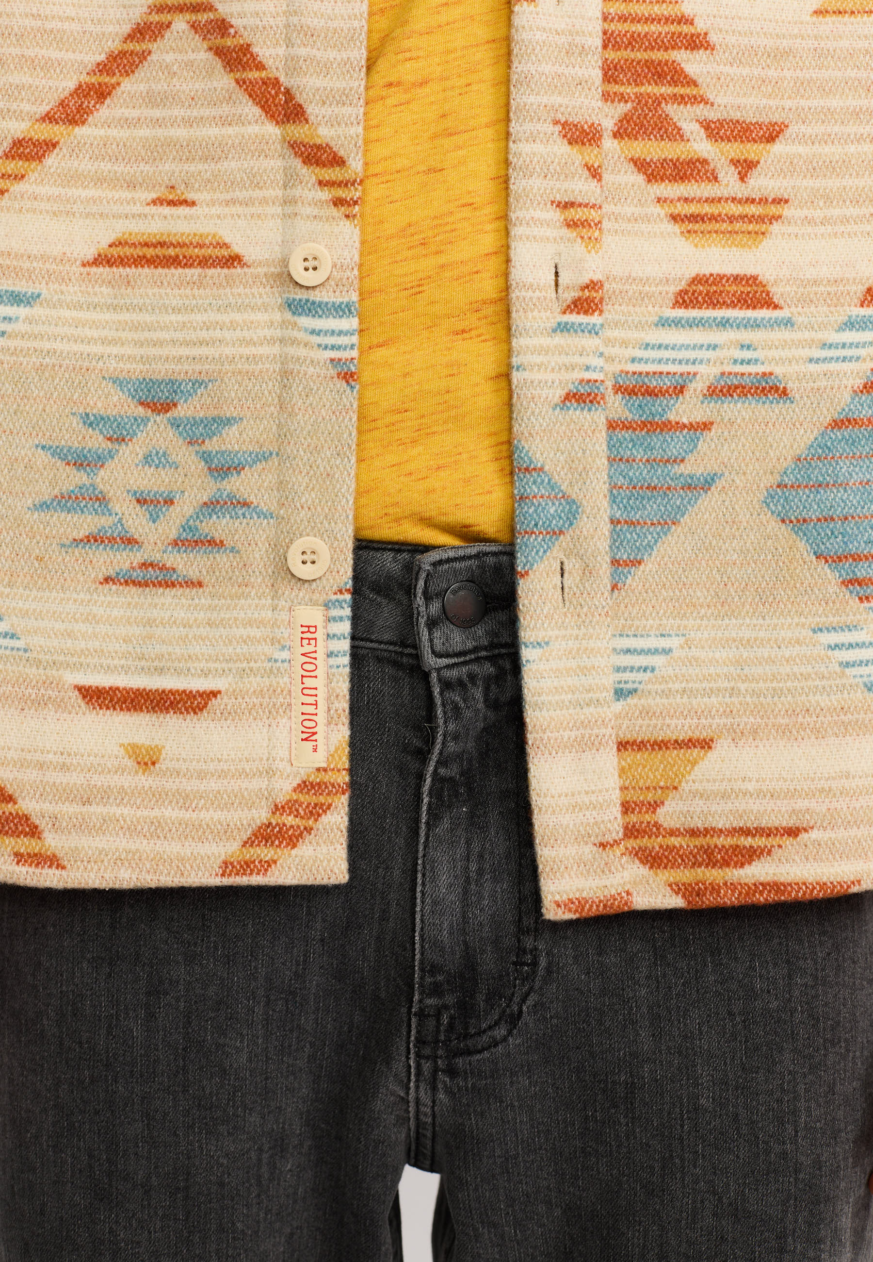 Sobrecamisa REVOLUTION Casual Shirt 3261 Azul Multicolor, detalle bajo