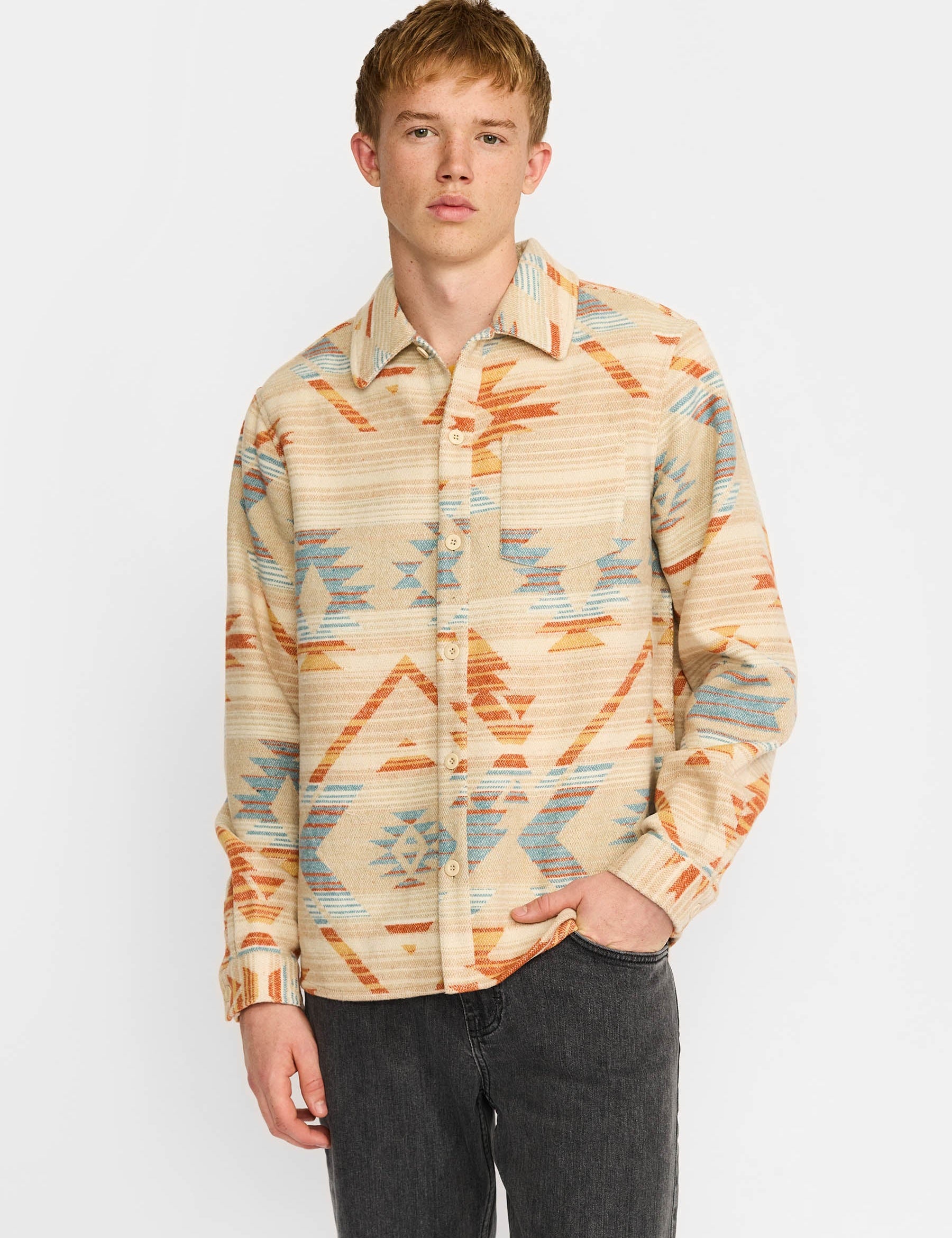 Sobrecamisa REVOLUTION Casual Shirt 3261 Azul Multicolor, modelo frontal