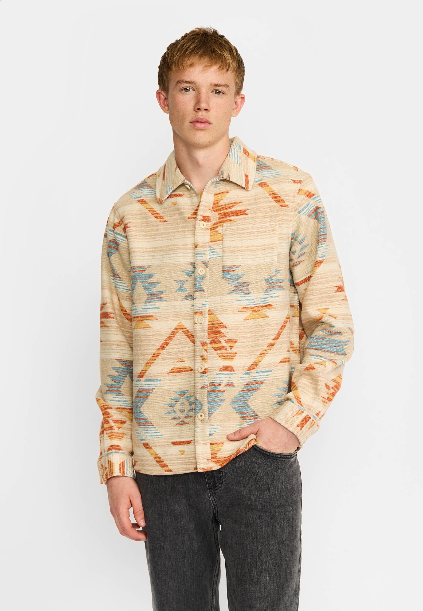 Sobrecamisa REVOLUTION Casual Shirt 3261 Azul Multicolor, modelo frontal